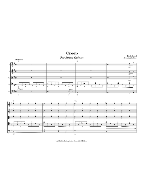 Creep - Radiohead | Arranged for String Quintet