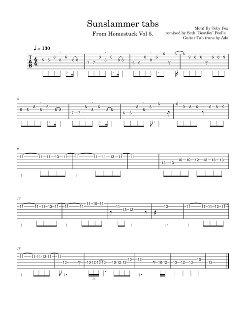 Sunslammer Tabs