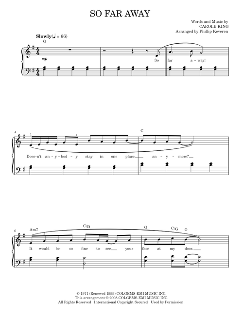 So far away - Carole King (Piano Solo)