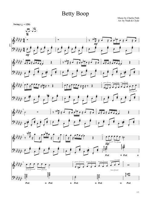 "Betty Boop" by Charlie Puth (Arr. Noah & Clyde Music) (Piano Solo)