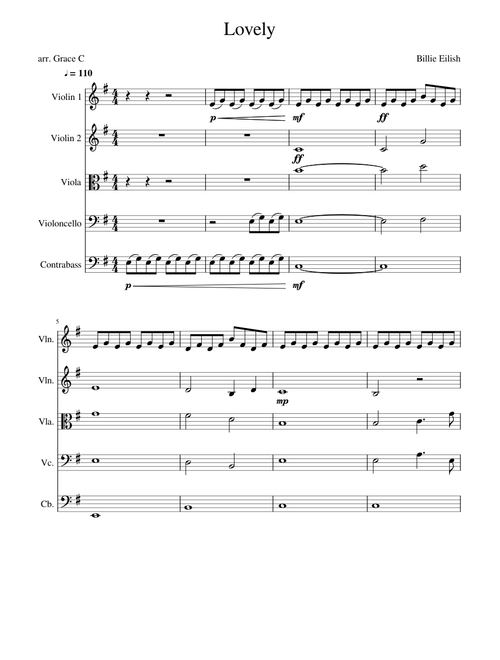 Lovely by Billie Eilish - string quartet