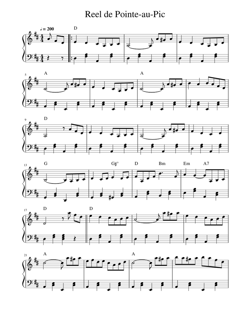 Reel de PointeauPic La bottine Souriante Sheet music for Piano