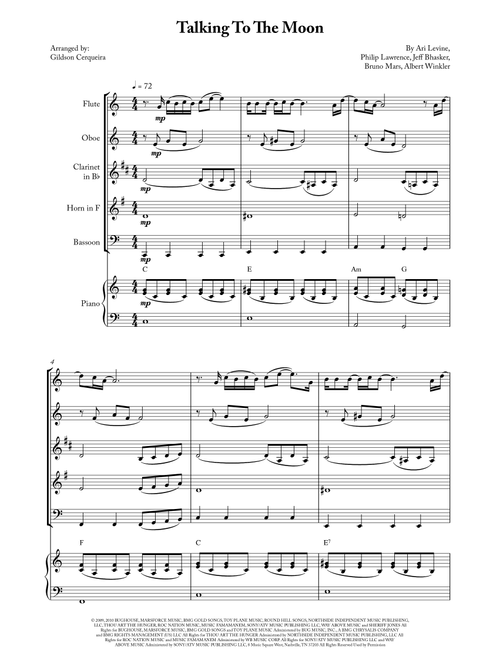 Talking To The Moon (Arr. Gildson Cerqueira) - Bruno Mars (Woodwind Ensemble)