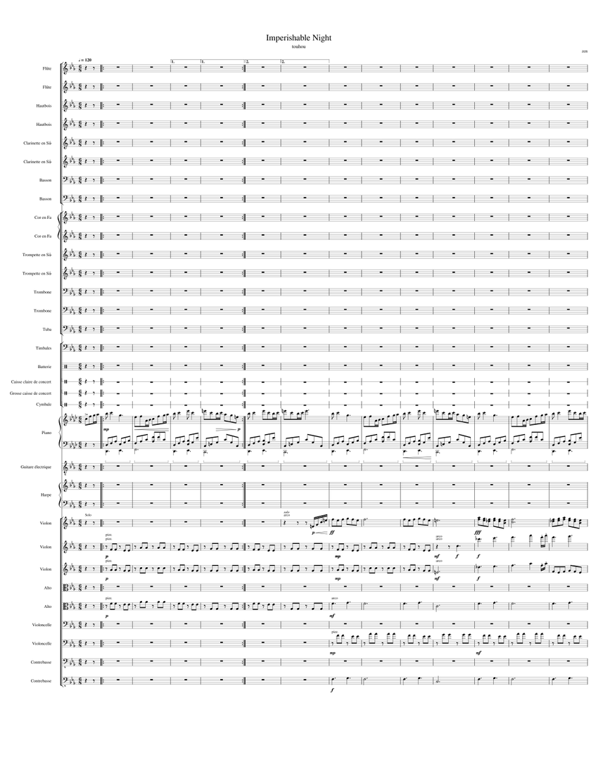 Imperishable Night Sheet Music for Piano, Trombone, Tuba, Flute & more ...