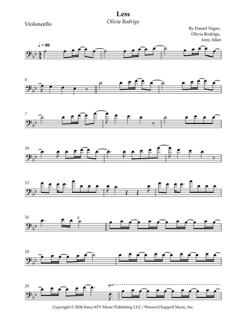 Less (Arr. Wesley S. SIlva) - Olivia Rodrigo (Cello Solo)