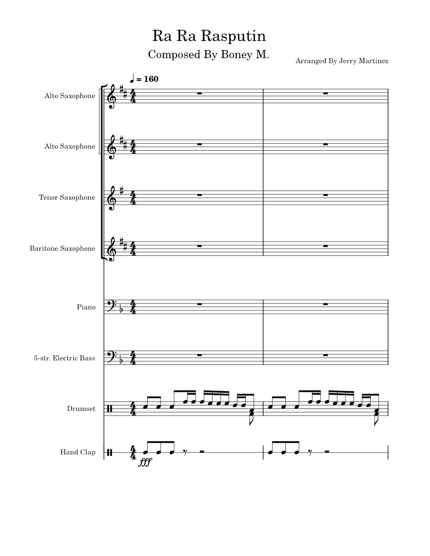Rasputin Boney M. Ra Ra Rasputin Sheet music for Piano, Saxophone
