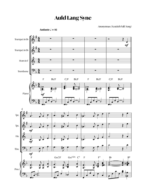 Auld Lang Syne (Arr. Bisdré Santus) - Anonymous (Small Ensemble)