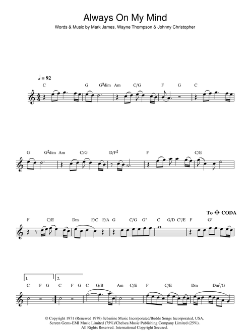 Always On My Mind - Elvis Presley (Flute Solo)
