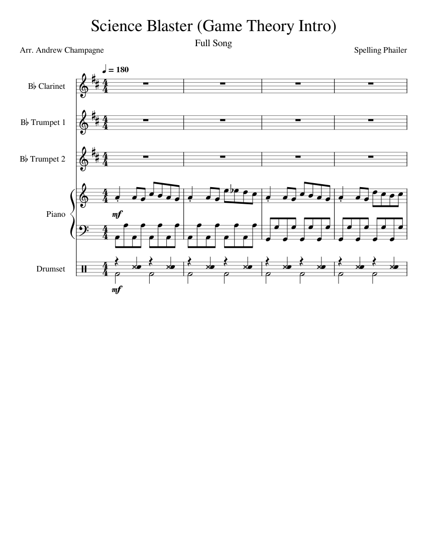 Science Blaster Sheet music for Piano, Clarinet in b-flat, Trumpet in b ...