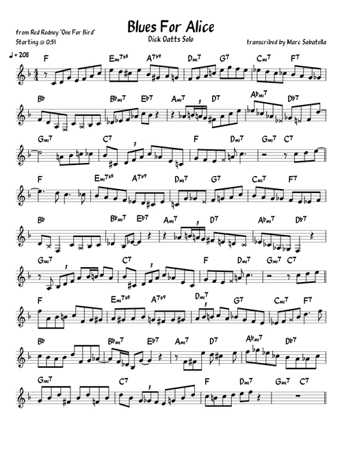Blues For Alice - Dick Oatts solo