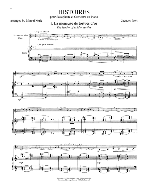 Histoires (arr. Marcel Mule) - Jacques Ibert (Alto Sax and Piano)