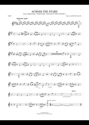 Play Official version of Across the stars sheet music by Play Official version of Across the stars sheet music by