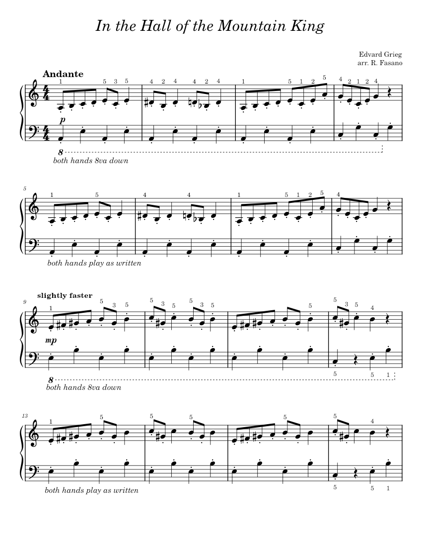 In the Hall of the Mountain King easy Sheet Music for Piano (Solo ...