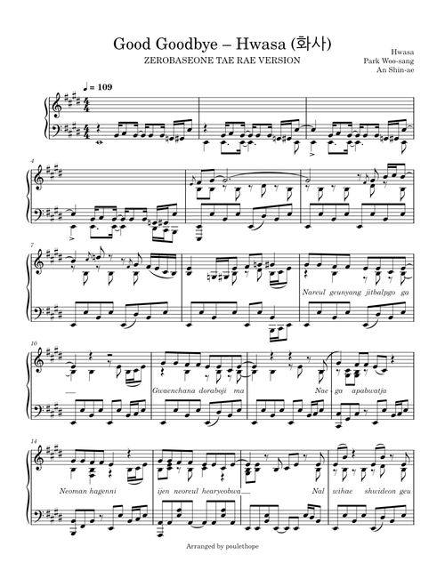 Good Goodbye Hwasa (화사) - ZEROBASEONE TAE RAE piano version