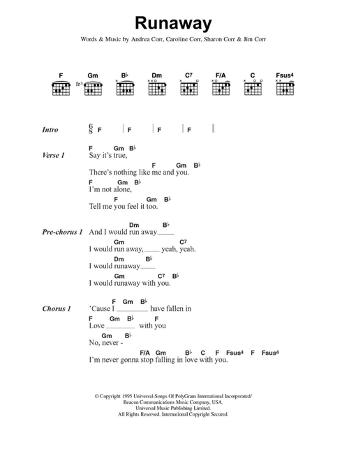 Runaway - The Corrs (Guitar Chords-Lyrics)
