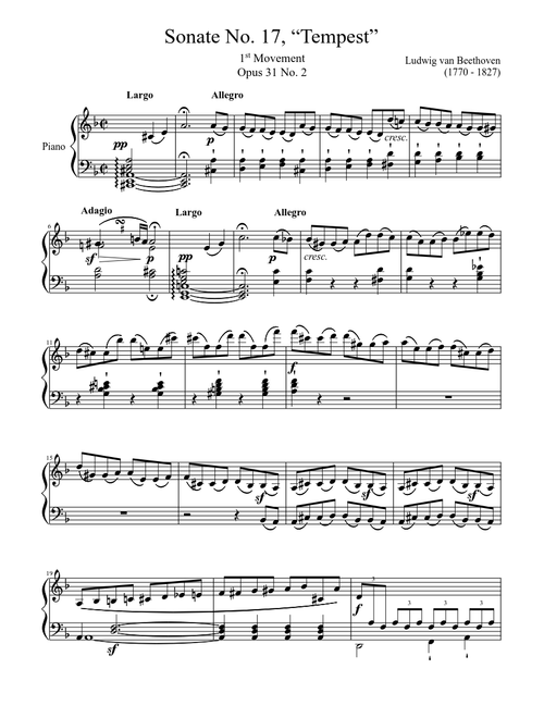 Sonate No. 17, “Tempest” 1st Movement