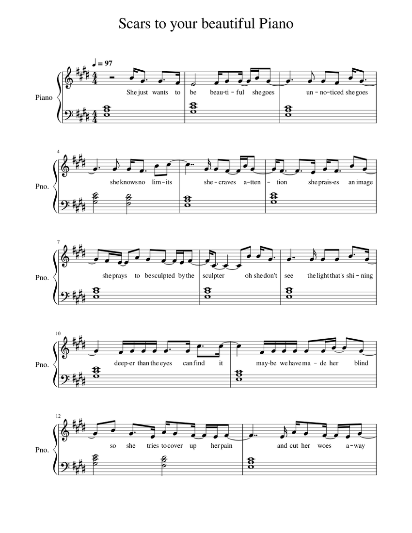 Scars to your beautiful Piano Sheet music for Piano (Solo)
