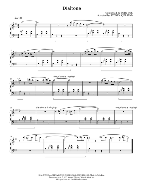 Dialtone (DELTARUNE Chapter 2 Piano Score) - Toby Fox