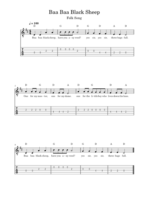 Baa baa black sheep – Misc Traditional Baa Baa Black Sheep