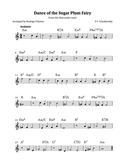 Sugar Plum Fairy theme (Arr. Rodrigo Faleiros) - Tchaikovsky (Recorder Solo)