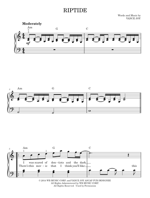 Riptide - Vance Joy (Easy Piano)