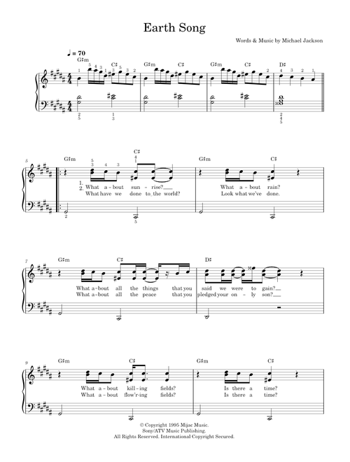 Earth Song - Michael Jackson (Easy Piano)