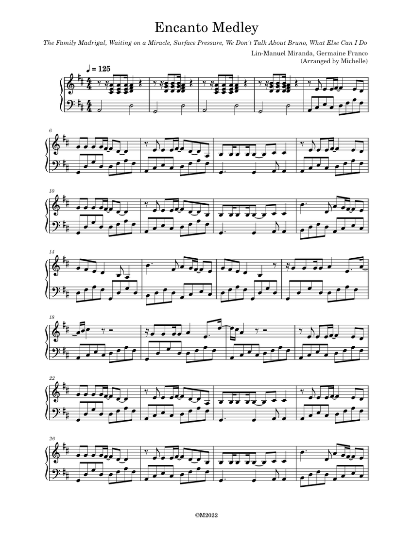 Encanto Medley Sheet music for Piano (Solo)