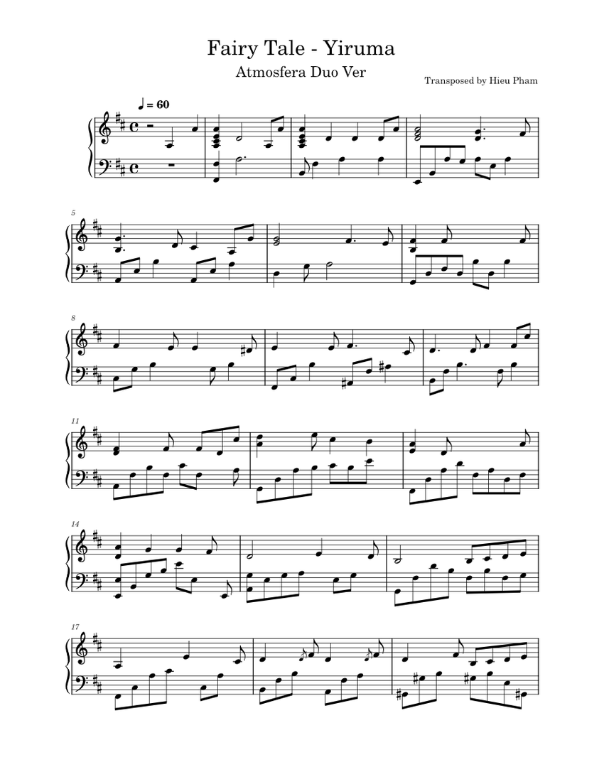 Fairy tale – Yiruma Fairy Tale – Yiruma (Atmosfera Duo Version) Sheet ...