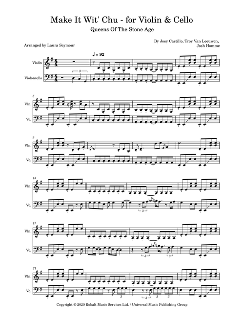 Make It Wit Chu (Arr. Laura Seymour) - Queens Of The Stone Age (Instrumental Duet)