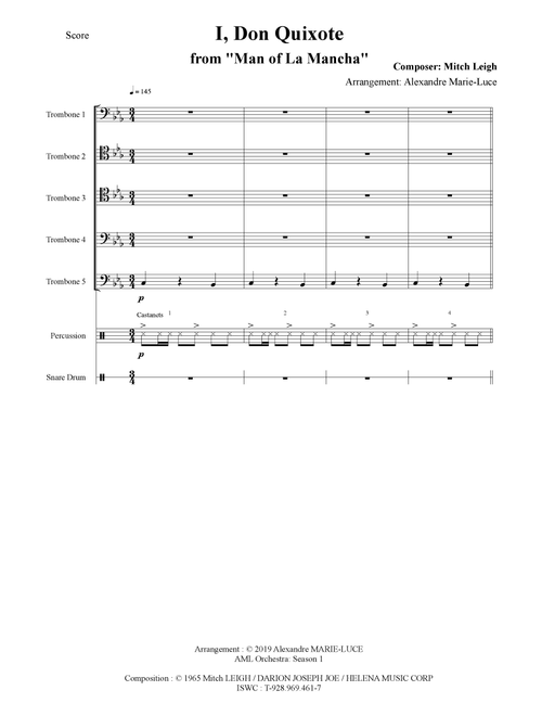 I, Don Quixote (Arr. Alexandre Marie-Luce) - Man Of La Mancha (Small Ensemble)