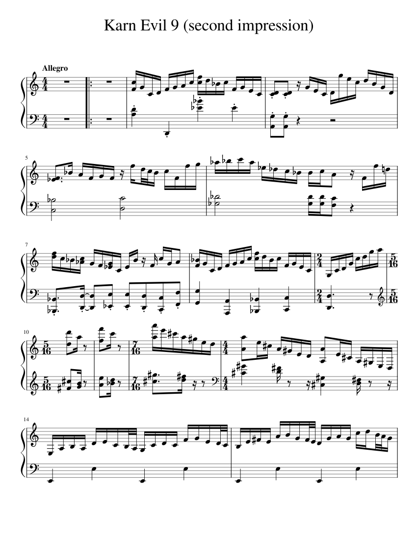 Karn Evil 9 second impression Sheet Music for Piano (Solo