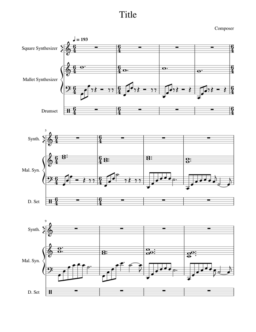 synth Sheet music for Drum group, Synthesizer (Mixed Trio)