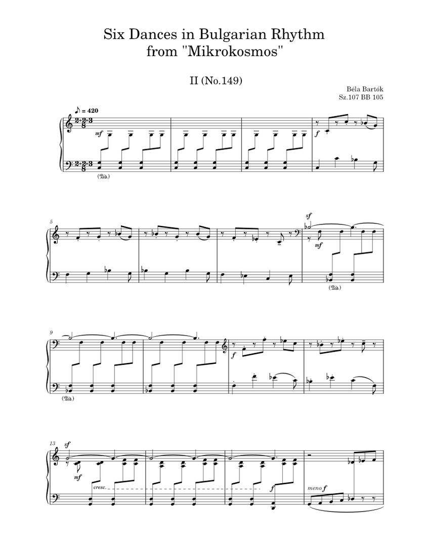 Six Dances In Bulgarian Rhythm No.2, from 