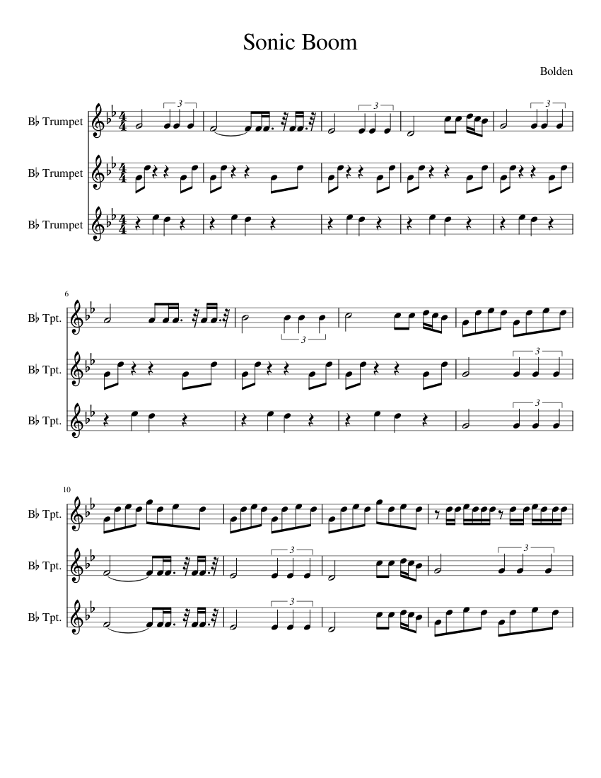 Sonic Boom Sheet music for Trumpet in b flat Mixed Trio Musescore