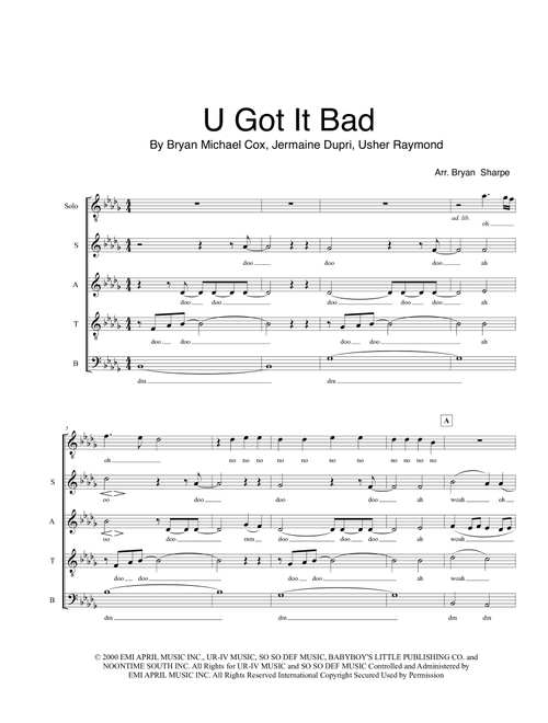 U Got It Bad (Arr. Bryan Sharpe) - Usher (Choral, SATB)