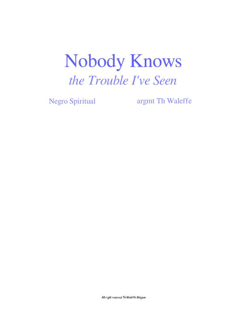 nobody knows the trouble I've seen Sheet music for Trombone, Organ, Trombone bass, Saxophone