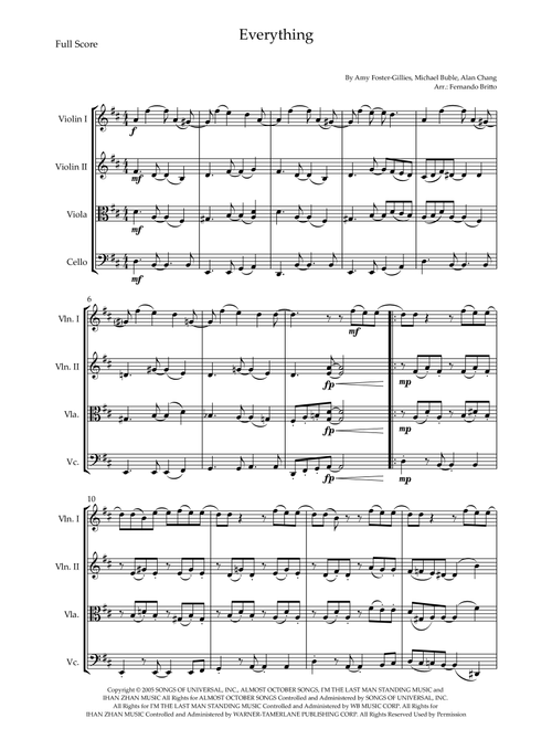 Everything (Arr. Fernando Britto) - Michael Buble (String Quartet)