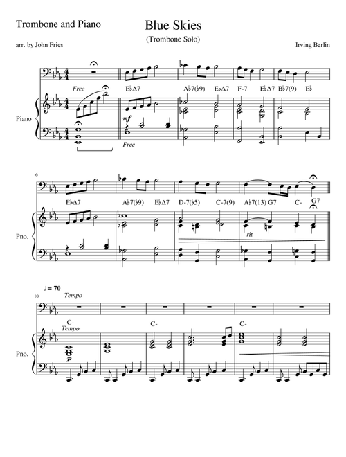 Blue Skies (Arr. John Fries) - Angela Stone, David Vincent Bright (Trombone and Piano)