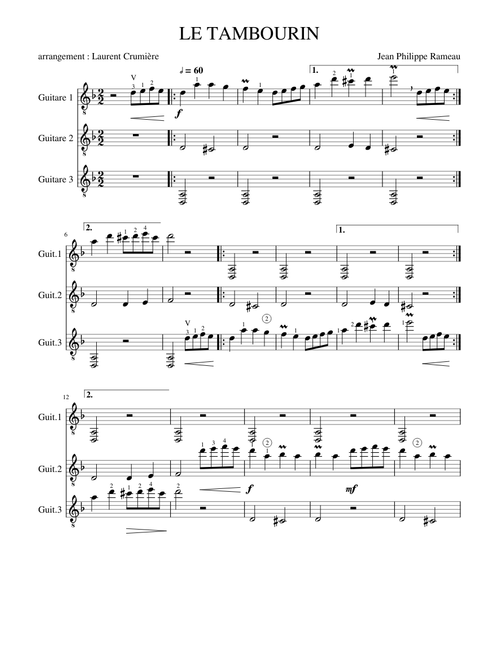 LE TAMBOURIN - Pour 3 guitares