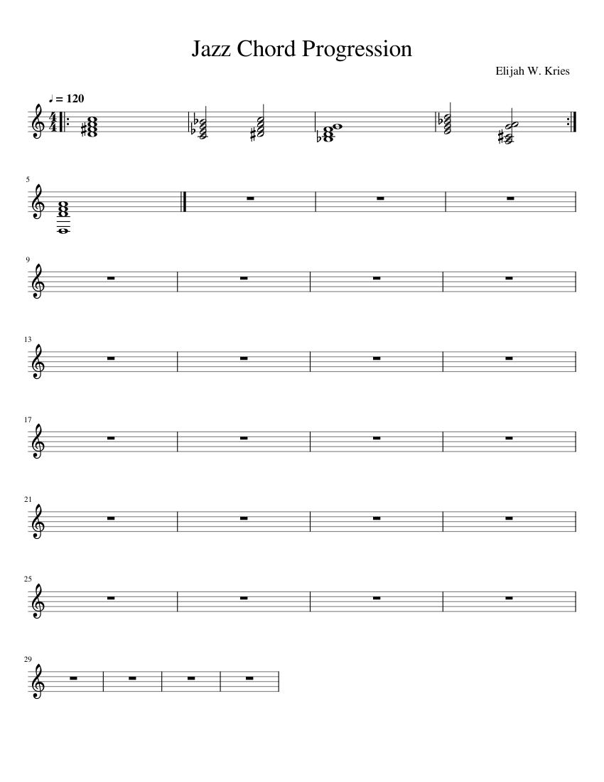 Jazz Chord Progression Sheet Music for Piano (Solo) easy | MuseScore.com