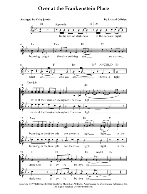 (There's A Light) Over At The Frankenstein Place (Arr. Vicky Jacobs) - Richard O'Brien (Choral, SAB)