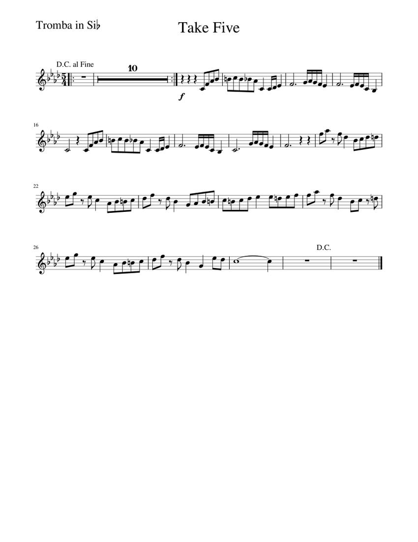 Take Five The Dave Brubeck Quartet Take Five Sheet music for Trumpet