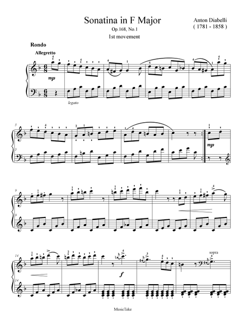 Diabelli Rondo from Sonatina in F Major Op.168 No.1 (Arr. Ben Choupak) - Benjamin Choupak (Easy Piano)