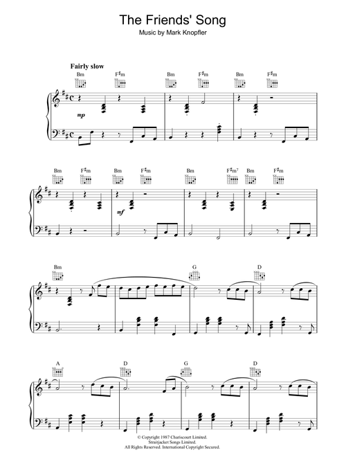 The Friends' Song (from The Princess Bride) - Mark Knopfler (Piano Solo)