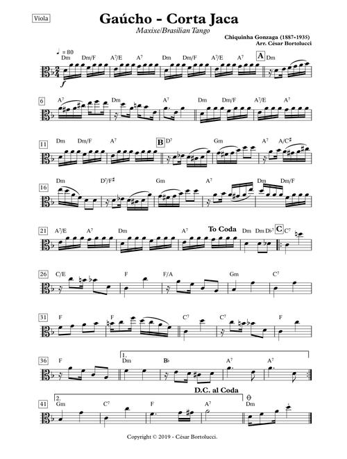 Corta Jaca ou Gaúcho - Viola with Chords (Arr. ACT Bortolucci) (Viola Solo)