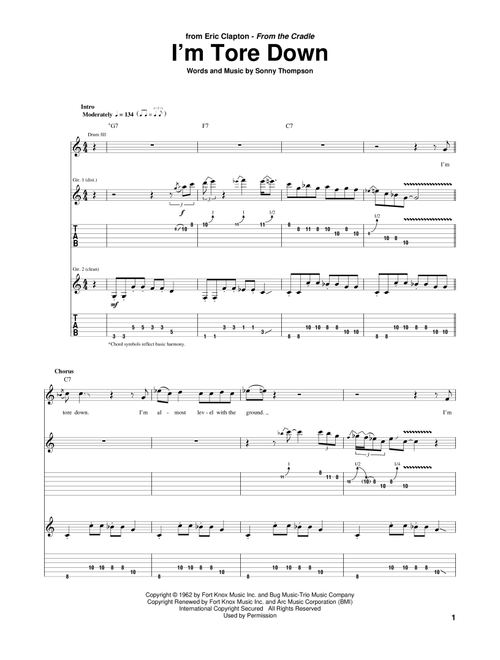 I'm Tore Down - Eric Clapton, Freddie King (Guitar Tab)