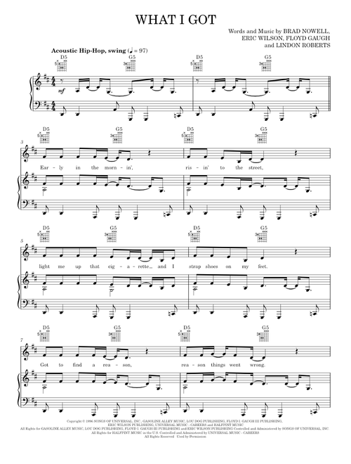 What i got - Sublime (Piano-Vocal-Guitar)