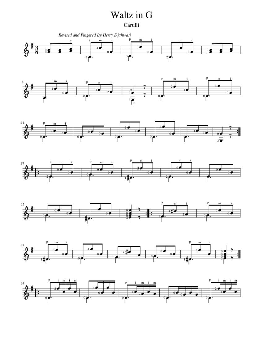 Waltz in G by Carcassi Sheet Music for Piano (Solo) Easy | MuseScore.com