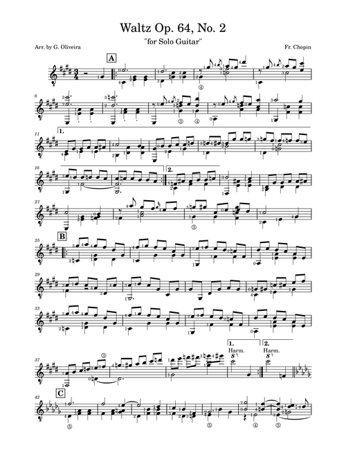 Waltz Op. 64, No. 2 - for Solo Guitar (Arr. GUILHERME OLIVEIRA DA SILVA) - Frédéric Chopin (Solo Guitar)
