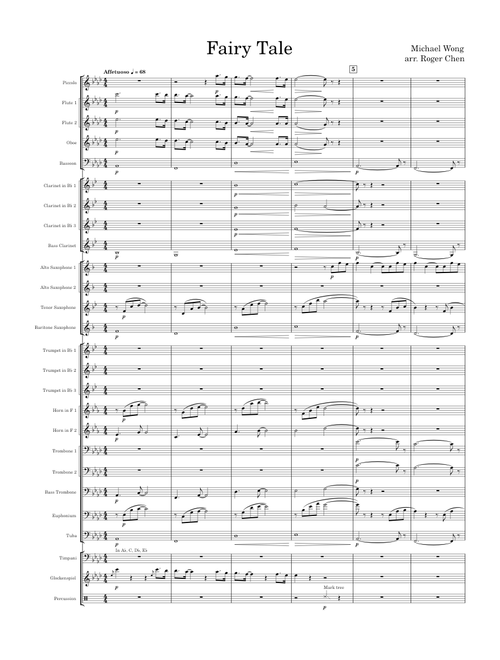 Fairy Tale (Michael Wong) arranged for concert band